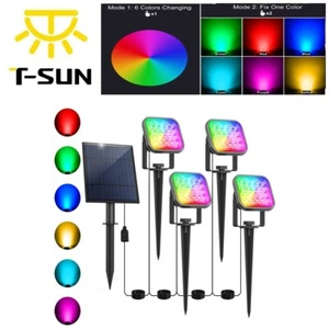T-SUN Solar Spot Lights 4 IN 1 Color Changing LED Garden Outdoor Pathway Lamps - Picture 1 of 7