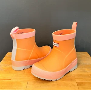 Hunter Toddler Orange/Hummingbird Pink Play Rubber Boot US Girl 11/Boy 10 (UK 9) - Picture 1 of 8