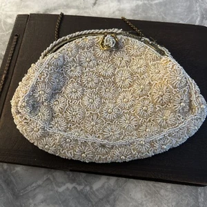 Vtg Elizabeth Arden Micro Beaded Purse 1950’s Jolles Original See Description - Picture 1 of 9