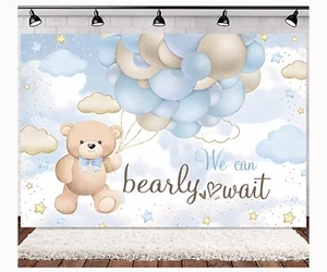 Bear Baby Shower Backdrop for boys – High-Resolution Vinyl - 7*5ft - Picture 1 of 4