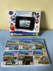 Set !!! Vtech Storio Max 2.0 Lern-Tablet für Kinder 4-9 Jahre Blau + 6 Spiele - Bild 1 von 13
