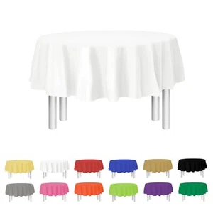 White Disposable Plastic Tablecloth for Round Tables (12 Pack) 84 inches Tabl... - Picture 1 of 7