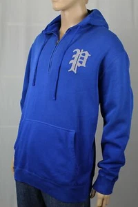 Polo Ralph Lauren Rustic Blue Half Zip Hoodie Cream Logo NWT - Picture 1 of 1