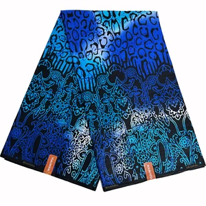 Tela africana con estampado de cera Ankara 6 yardas calidad 100 % algodón material de costura - Imagen 1 de 13