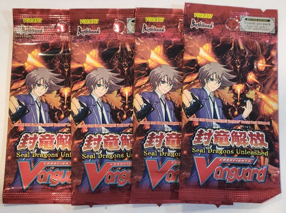 (4) Cardfight!! Vanguard Seal Dragons Unleashed VGE-BT11 Booster Pack Lot - Image 1 of 1