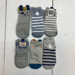 Toddler 6 Pack Animal Socks Rubber Bottom One Size - Picture 1 of 3