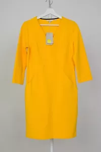 Boden Bronte Dress Bright Yellow Ottoman Ribbed Sheath NEW V Neck uk 10 - Picture 1 of 7