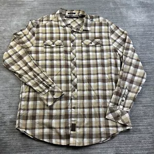 Sean John Shirt Mens 3XL Beige Tan Brown Plaid Button Up Tailored Fit Casual - Picture 1 of 10
