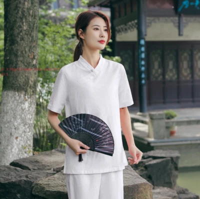 New Women Chinese Martial Arts Wushu Tai Chi Yoga Set Linen Kung Fu Suit Uniform - Image 1 of 4