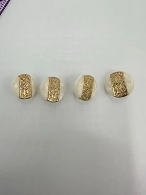 Vtg Buttons, Faux Pearl With Gold Detail 4 - Image 1 of 4