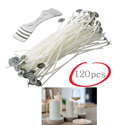 Candle Wick for Candle Making - Low Smoke Natural 6" pre-waxed Candle DIY 120 pc - Image 1 of 4
