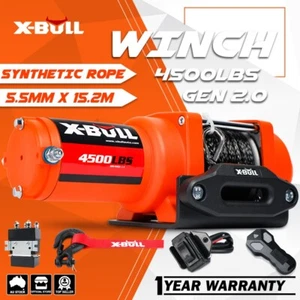 X-BULL Electric Winch 12V 4500LBS Synthetic Rope Wireless ATV UTV 4WD 4X4 BOAT - Picture 1 of 14