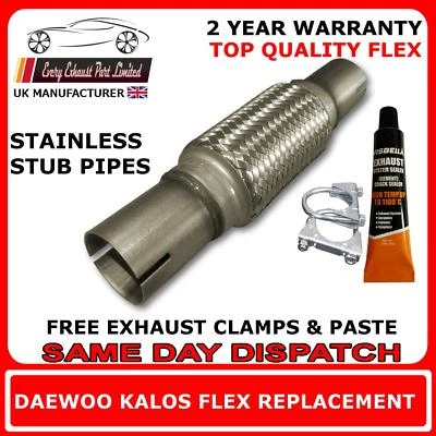 Daewoo Kalos 1.2 2003-2015 Reparación Escape Flexi Flex Repuesto para Tubo Delantero - Imagen 1 de 2