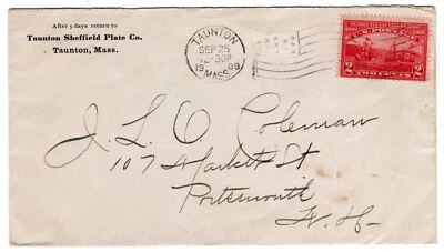 #372 Hudson-Fulton First Day Cover 1909 Taunton MA Flag CCL CV$950 - Image 1 of 2