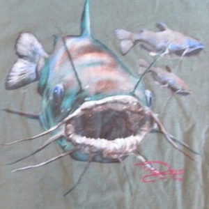F H Davis Outdoors Catfish Fish T Shirt Boy's Small - Picture 1 of 6