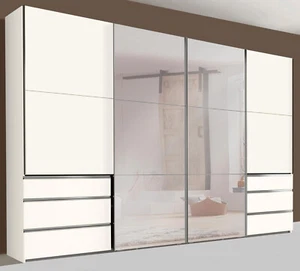 Schwebetürenschrank Level Kleiderschrank 300x65x216cm weiß 4-türig mit Synchronö - Bild 1 von 2