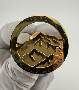 Gold Tone Vail Colorado Mountains Tie Tac Enamel Pin  - Picture 1 of 11