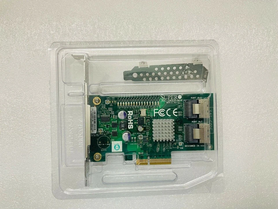 Supermicro AOC-SASLP-MV8 REV 1.01 PCI-E 8-Port SAS/SATA RAID Controller - Image 1 of 4