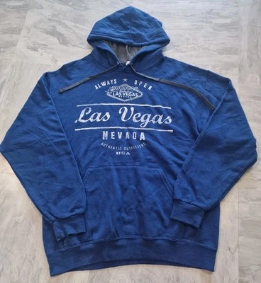 Las Vegas Nevada Sweatshirt Unisex M Blue Hooded Pullover Fleece Drawstring - Image 1 of 4