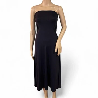 Maxi Vestido Susana Monaco Negro Tubo Top Ranura Alta Talla Pequeña Sin Tirantes Noche Foto 1 de 4