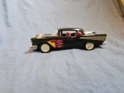 Majorette 1957 '57 Chevy Bel Air 1/34 Scale Diecast Black with Flames Paint - Image 1 of 4