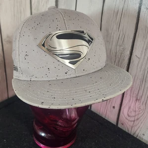 DC Comics Man of Steel Superman Snapback Hat Gray Speckled Metal Logo Cap OSFA - Picture 1 of 9
