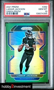 2021 Prizm Lamar Jackson #282 Green Prizm PSA 10 Gem Mint ! Pop 4 ! Beautiful ! - Picture 1 of 3