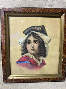 Helen V North 1904 "Portrait Of A Young Girl" Mixed Media Gemälde - signiert/gerahmt - Bild 1 von 14