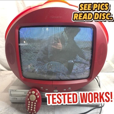 Memorex MSP-TV1300 Red Sphere Ball 13" CRT TV Retro WORKING Videoball *read Vtg - Image 1 of 4