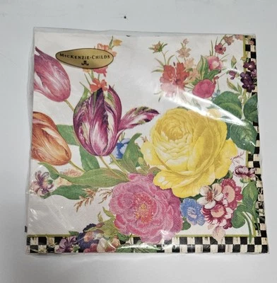 Servilletas de papel blanco para invitados Mackenzie Childs Flower Market nuevas en paquete Foto 1 de 3