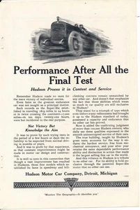 Anuncio de revista - 1920 - Hudson Motor Cars - Detroit, MI - Imagen 1 de 1