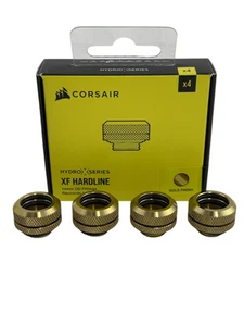 Paquete de 4 accesorios de latón dorados Corsair NUEVO Hydro X Series XF Hardline 14 mm OD - Imagen 1 de 9