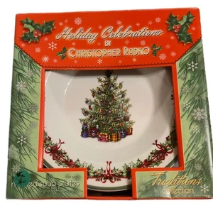 Christopher Radko Christmas Soup Plates 4-Pack Rimmed 9" Holiday Celebrations - Picture 1 of 3