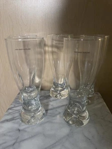 5 Krosno Poland Crystal 8 3/4" Pilsner Beer Glasses Bubble Base Crate & Barrel - Picture 1 of 5
