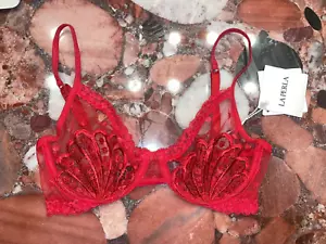 La Perla Noche de Viento Damen-BH rot Spitze Balconette ungefüttert UW 32C neu mit Etikett - Bild 1 von 4
