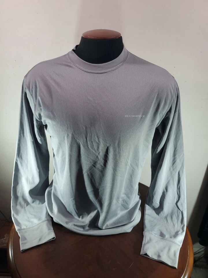 Camisa atlética resistente a la intemperie para hombre grande gris poliéster manga larga absorbente... Foto 1 de 4