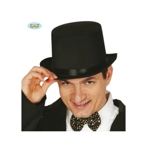 CARNEVALE HALLOWEEN CAPPELLO CILINDRO NERO LUCIDO EFFETTO RASO 13353 BLACK HAT - Foto 1 di 2