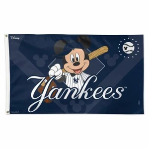 NEW YORK YANKEES MICKEY MOUSE BASEBALL 3'X5' DELUXE FLAG NEW WINCRAFT 👀 - Picture 1 of 1