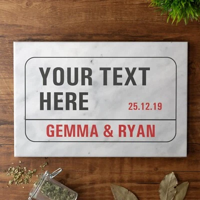 Personalised Solid Marble Chopping Board London Street Sign Custom Serving Board - Image 1 of 4