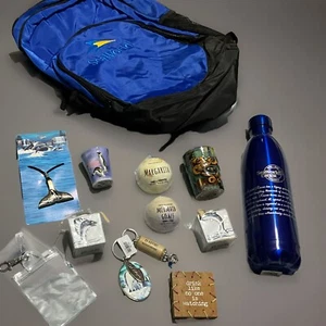 SEAWORLD BOOKBAG BUNDLE NECKLACE, 2 KEYCHAIN, STAINLESS STEEL BOTTLE,ETC. NEW - Picture 1 of 24
