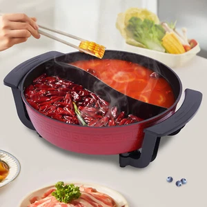 Hot Pot Eléctrico 1300W Con Base Calefactora y Tapa 6L 2 Cámaras Shabu Shabu Nuevo - Imagen 1 de 16
