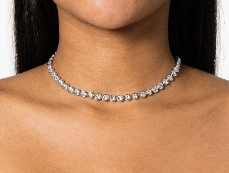 Swarovski Imber Tennis Necklace Round Cut White Rhodium Plated 5682595