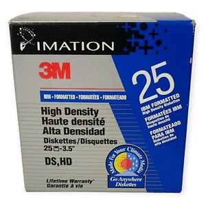 3M Imation 3.5" DS, HD IBM Formatted Discs - 1.44 MB - 25 Pack New Open Box