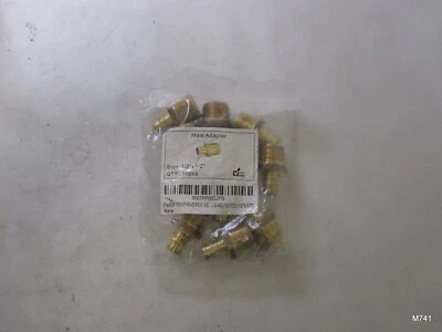 Pack of 10 | Male Brass Hex Adapter Fitting | 1/2" MNPT x 1/2" Hose Barb - Image 1 of 4