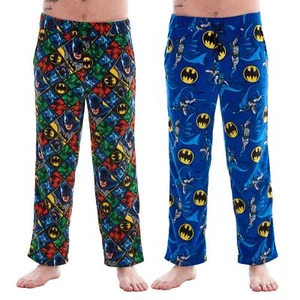 Official Batman Design 2pk Mens Soft Fleece Pyjama Trouser Bottoms Night Wear - Picture 1 of 36