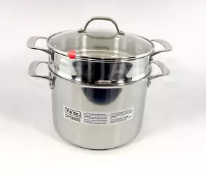 Viking 3-lagiger Suppentopf mit Sieb 8 Quart, 7,6 l 18/8 Edelstahl 3er Set verbeult - Bild 1 von 11
