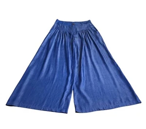 Ursime Hose Damen 28x30 blau Chambray weites Bein Palazzo Festival Boho Lagenlook - Bild 1 von 15