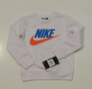 NIKE Boys Logo White Pullover Crewneck Sweatshirt Size 5 Small 4-5 yrs NWT - Picture 1 of 2