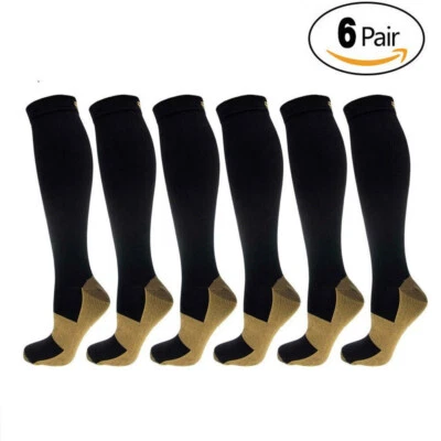 PACK de 6 calcetines deportivos de compresión con infusión de cobre 20-30 mmHg graduados hombres mujeres Foto 1 de 4