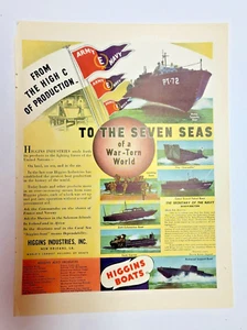 Original 1942 Higgins Boats Seven Seas WWII ad 11x14 - Picture 1 of 1